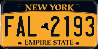 NY license plate FAL2193