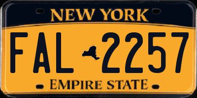 NY license plate FAL2257