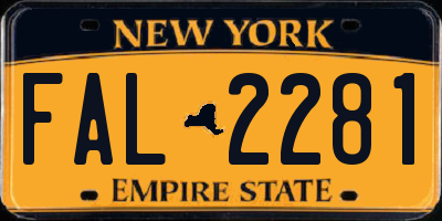 NY license plate FAL2281