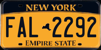 NY license plate FAL2292