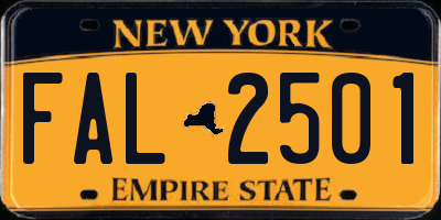 NY license plate FAL2501