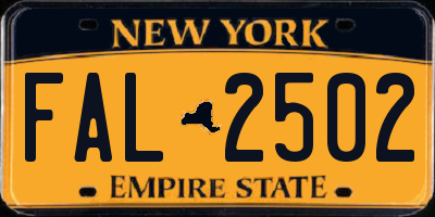 NY license plate FAL2502