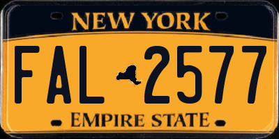 NY license plate FAL2577