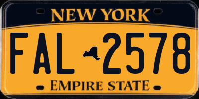 NY license plate FAL2578