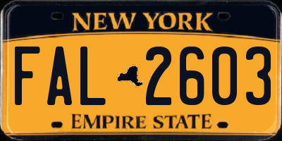 NY license plate FAL2603