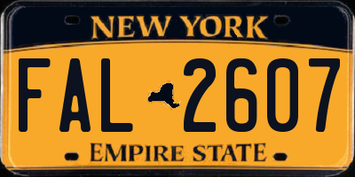 NY license plate FAL2607