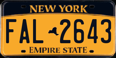 NY license plate FAL2643