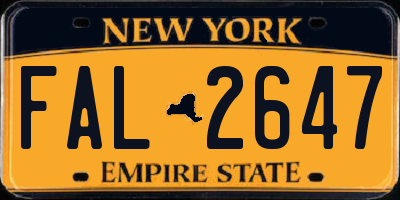 NY license plate FAL2647