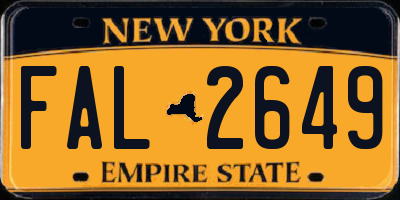 NY license plate FAL2649