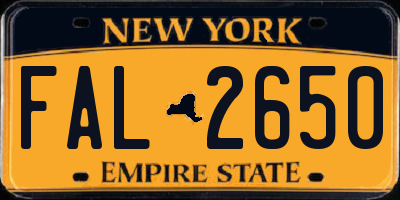 NY license plate FAL2650