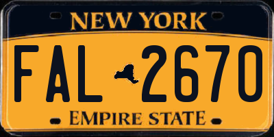 NY license plate FAL2670