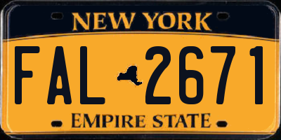 NY license plate FAL2671