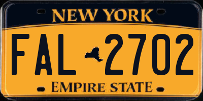 NY license plate FAL2702