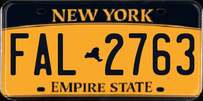 NY license plate FAL2763