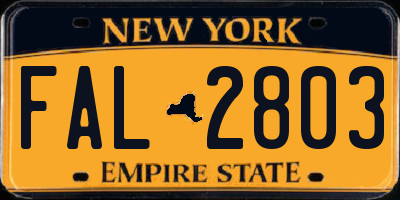 NY license plate FAL2803