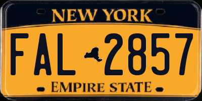 NY license plate FAL2857