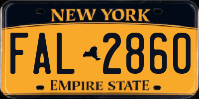 NY license plate FAL2860