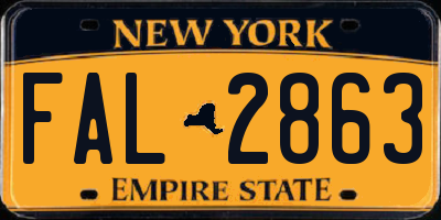 NY license plate FAL2863