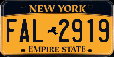 NY license plate FAL2919