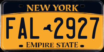 NY license plate FAL2927