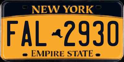 NY license plate FAL2930