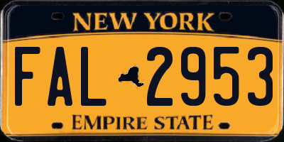 NY license plate FAL2953