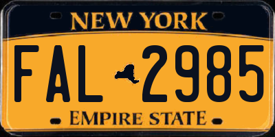NY license plate FAL2985