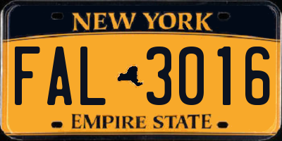NY license plate FAL3016