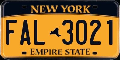 NY license plate FAL3021