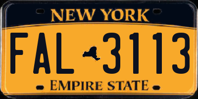 NY license plate FAL3113
