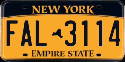 NY license plate FAL3114