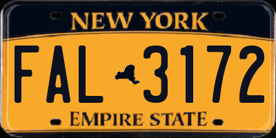 NY license plate FAL3172