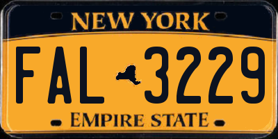NY license plate FAL3229