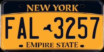 NY license plate FAL3257