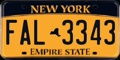 NY license plate FAL3343