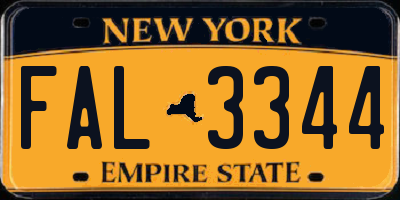 NY license plate FAL3344