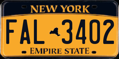 NY license plate FAL3402