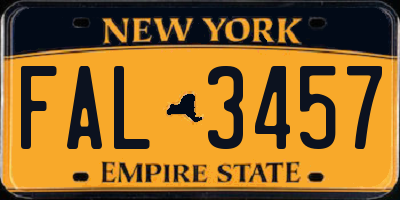 NY license plate FAL3457