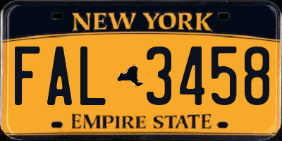 NY license plate FAL3458