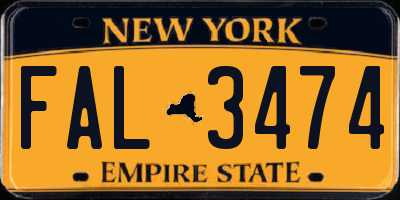 NY license plate FAL3474