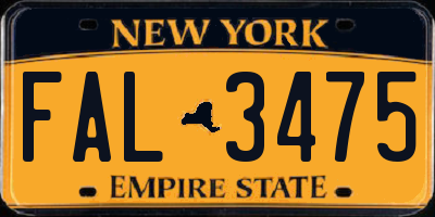 NY license plate FAL3475