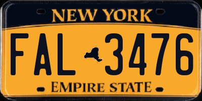 NY license plate FAL3476