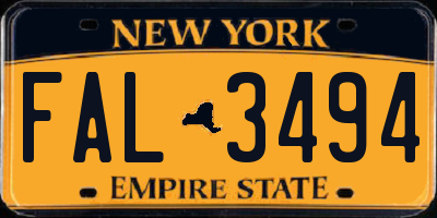 NY license plate FAL3494