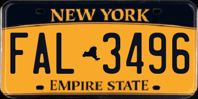 NY license plate FAL3496