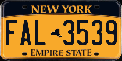 NY license plate FAL3539