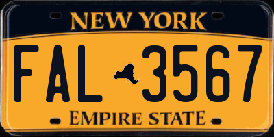 NY license plate FAL3567