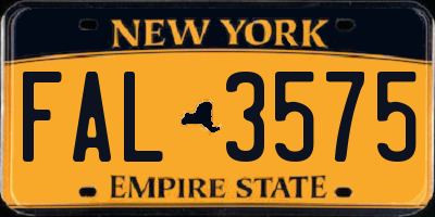 NY license plate FAL3575