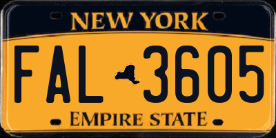 NY license plate FAL3605
