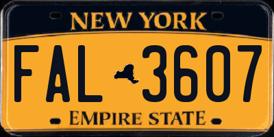 NY license plate FAL3607