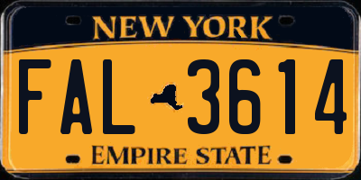 NY license plate FAL3614